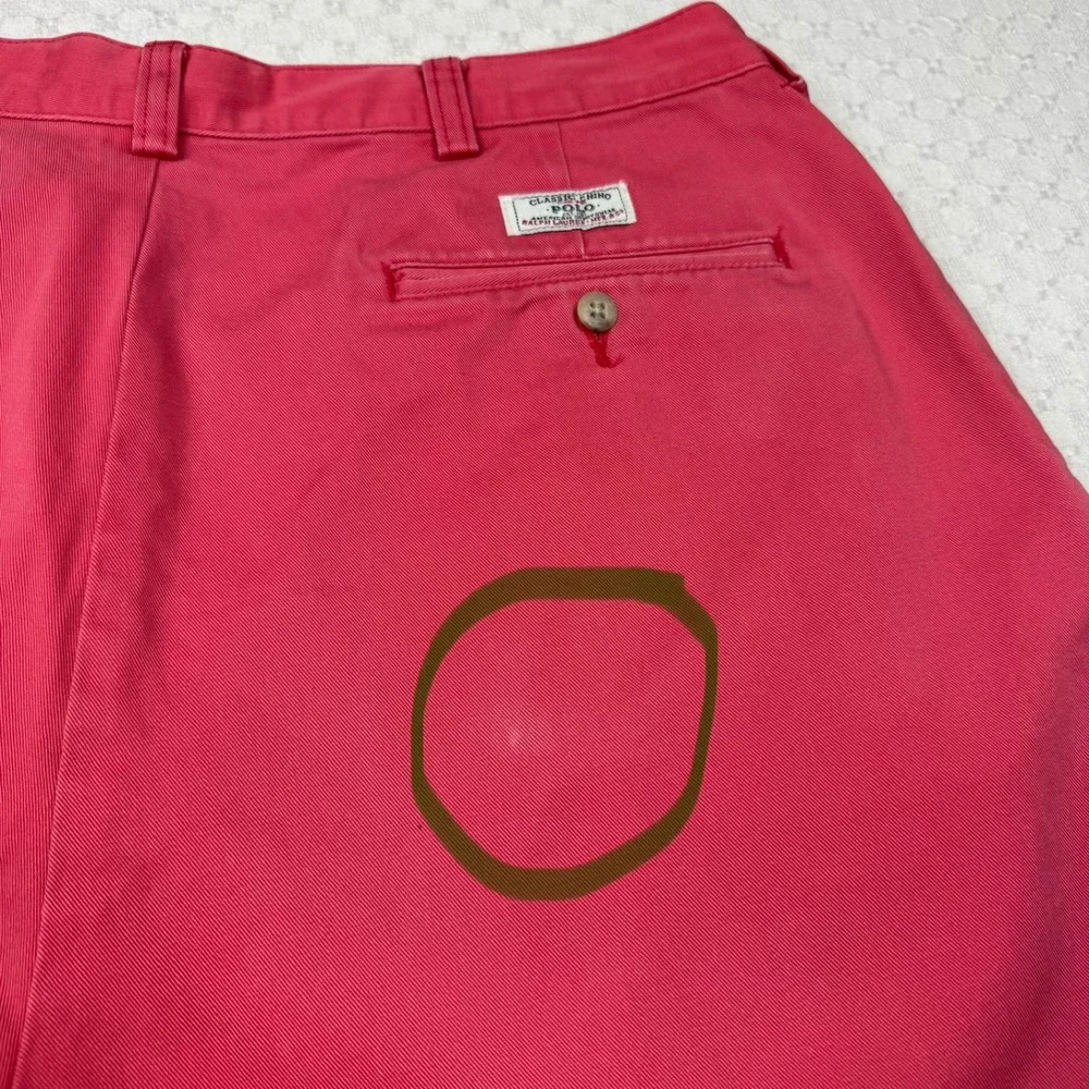 Polo Ralph Lauren Tyler Shorts Mens 36 (fits 34) Coral Pleated Classic Chino Y2K